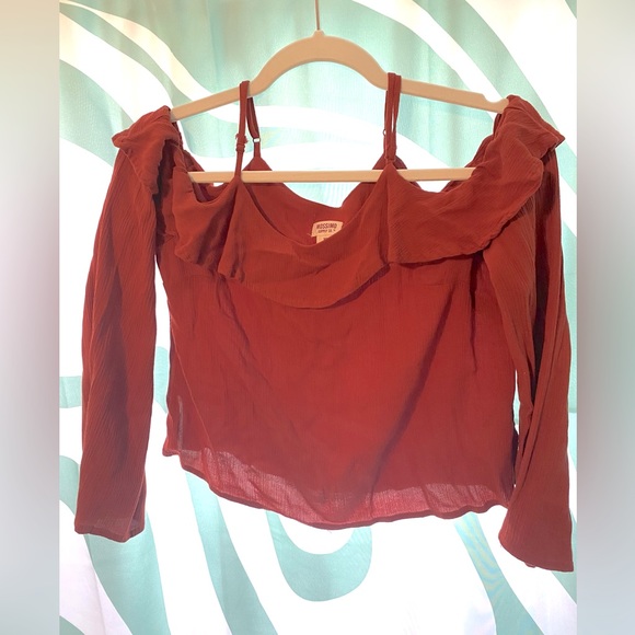 MOSSIMO | Terra cotta long sleeve off the shoulder blouse - Picture 3 of 3